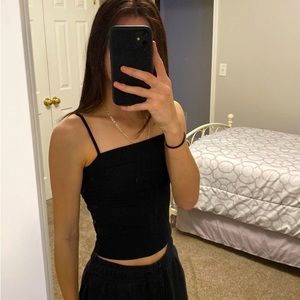 Solid Black Cropped Tank Top